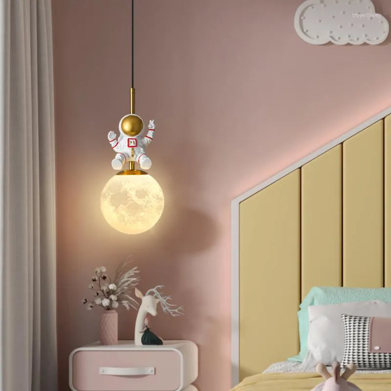 Pendant Lamps Nordic LED Astronaut Chandelier Lights Children's Baby Boy Girl Bedroom Pendent Suspensions Luminaire Lustre Home Decor