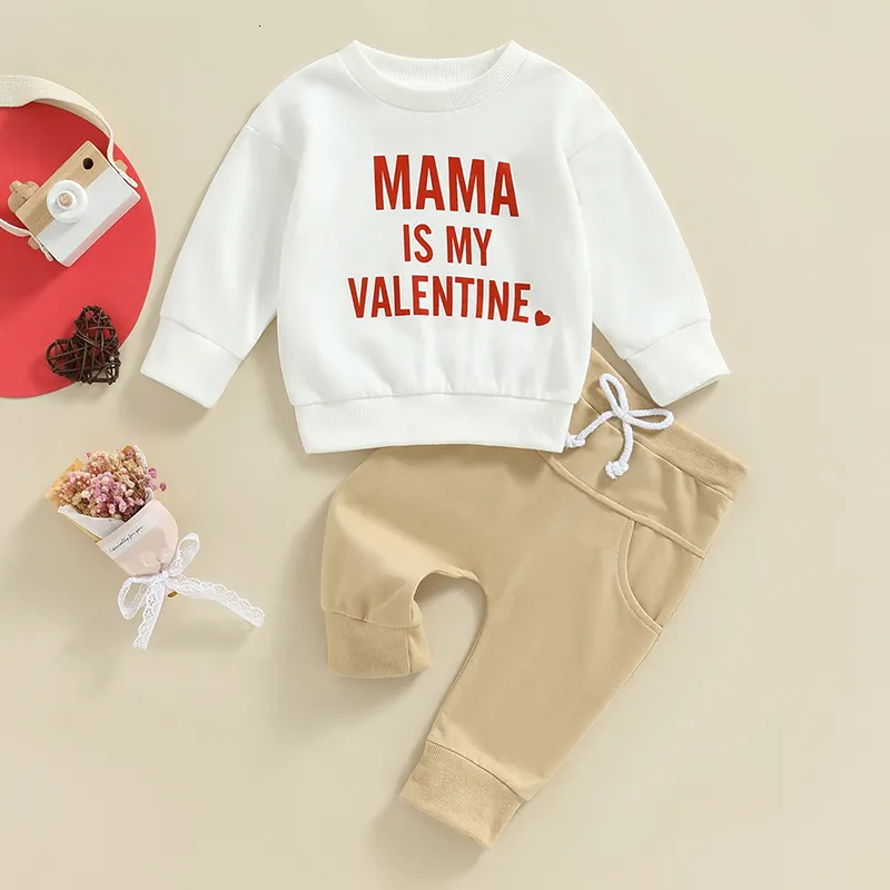 Clothing Sets Valentine s Day Autumn Toddler born Baby Boys Girls Clothes 03Y Letter Print Long Sleeve SweatshirtsLong Pants 230202