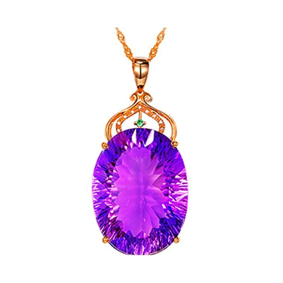 Pendentif Colliers Collier d'améthyste pour femmes violet Gem Collier ras du cou strass bijoux de mariage Sier Drop livraison pendentifs Dh6Jq