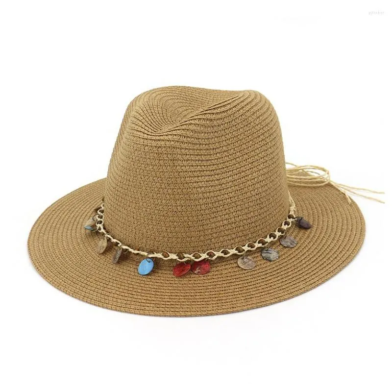 Sombreros de ala ancha Mujeres Sombrero de paja Sombrero de sol Sólido Gris Damas Elegante Panamá Jazz Playa Tejido Primavera Verano Mujer Fedora con