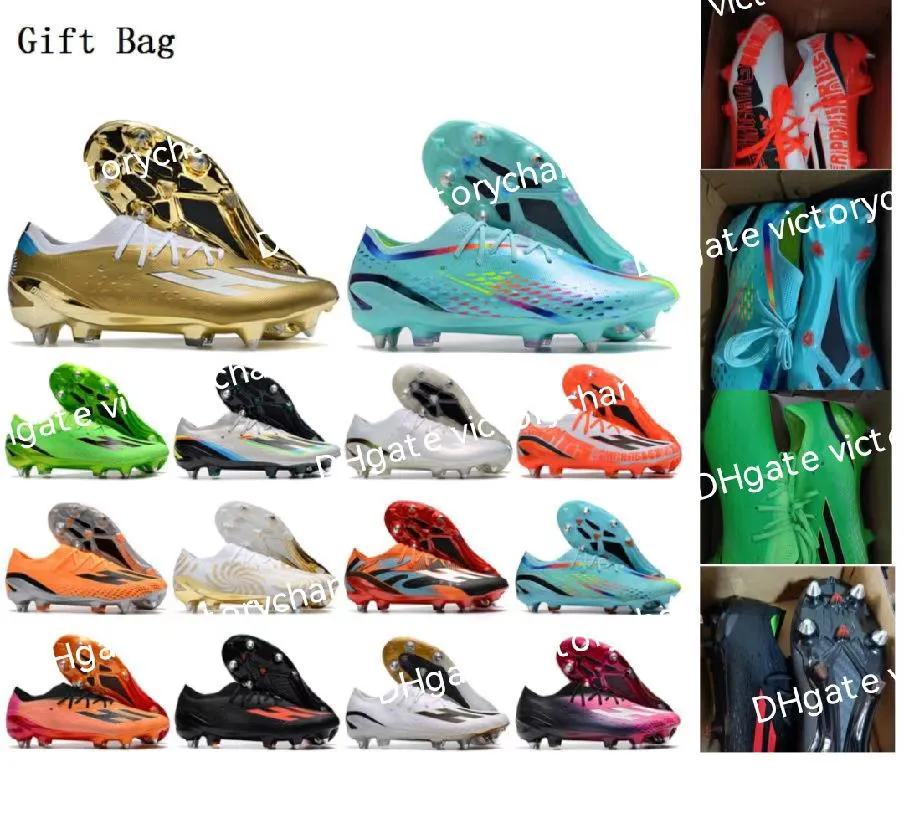 Gift Bag Soccer Boots X Speedportal.1 SG Metal Spikes Football Cleats Mens Soft Leather Comfortable Outdoor Trainers Messis Knit Quality Soccer Shoes US 6.5-11.5