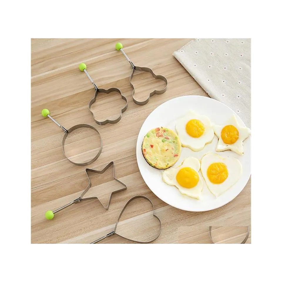 Ei gereedschap roestvrij staal 5stijl gebakken pancake shaper omelet mal mod frituren kookkeuken accessoires gadget ringen druppel leveren dh6rp