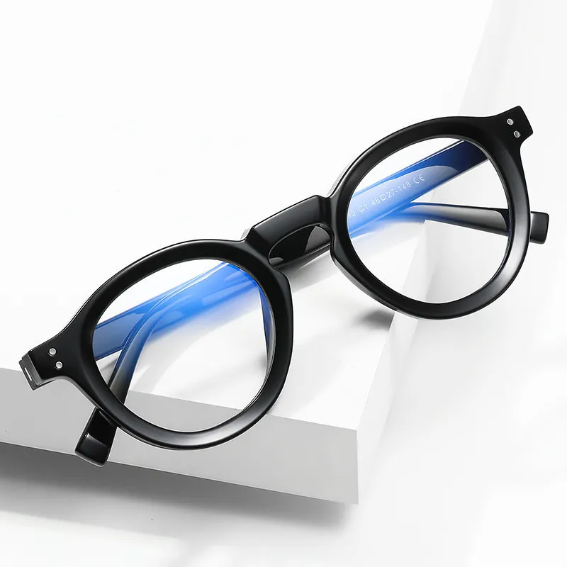 Солнцезащитные очки рамки бренд ретро против синего света похромные очки для чтения женщин, мужчины, предварительные очки очков, круглые кадры от 0 до 6,0 230201