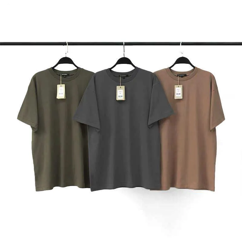 T-shirty męskie wysokiej jakości wysokiej jakości męska koszulka T-shirt Solidny kolor luźne okrągłe szyi mężczyźni i kobiety parą High Street krótkie rękawy G230202