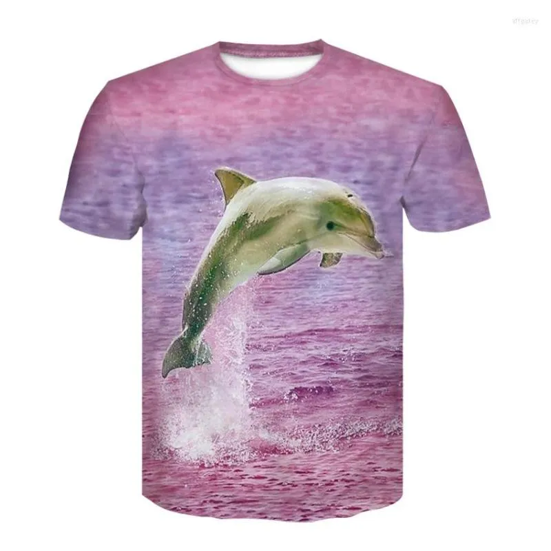 Heren t shirts 3D spring dolfijn print t-shirts casual halve mouw dunne cool voor zowel mannen als vrouwen in 2023 zomer