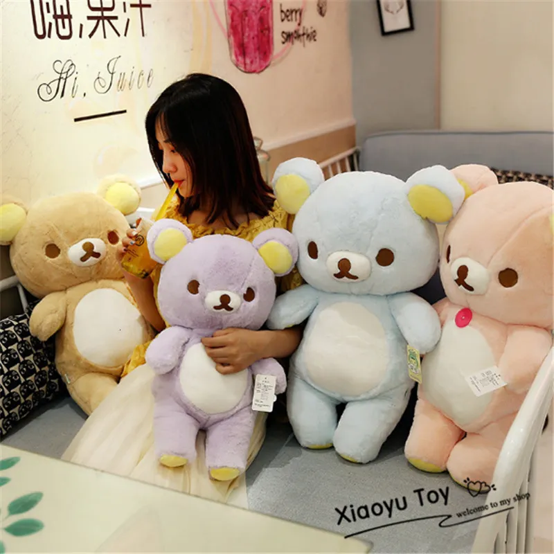 دمى Plush 30/50 سم عملاقة Rilakkuma Bear Toys Dolls Soft Stuffed Hilmts Christmas for Kids 230202