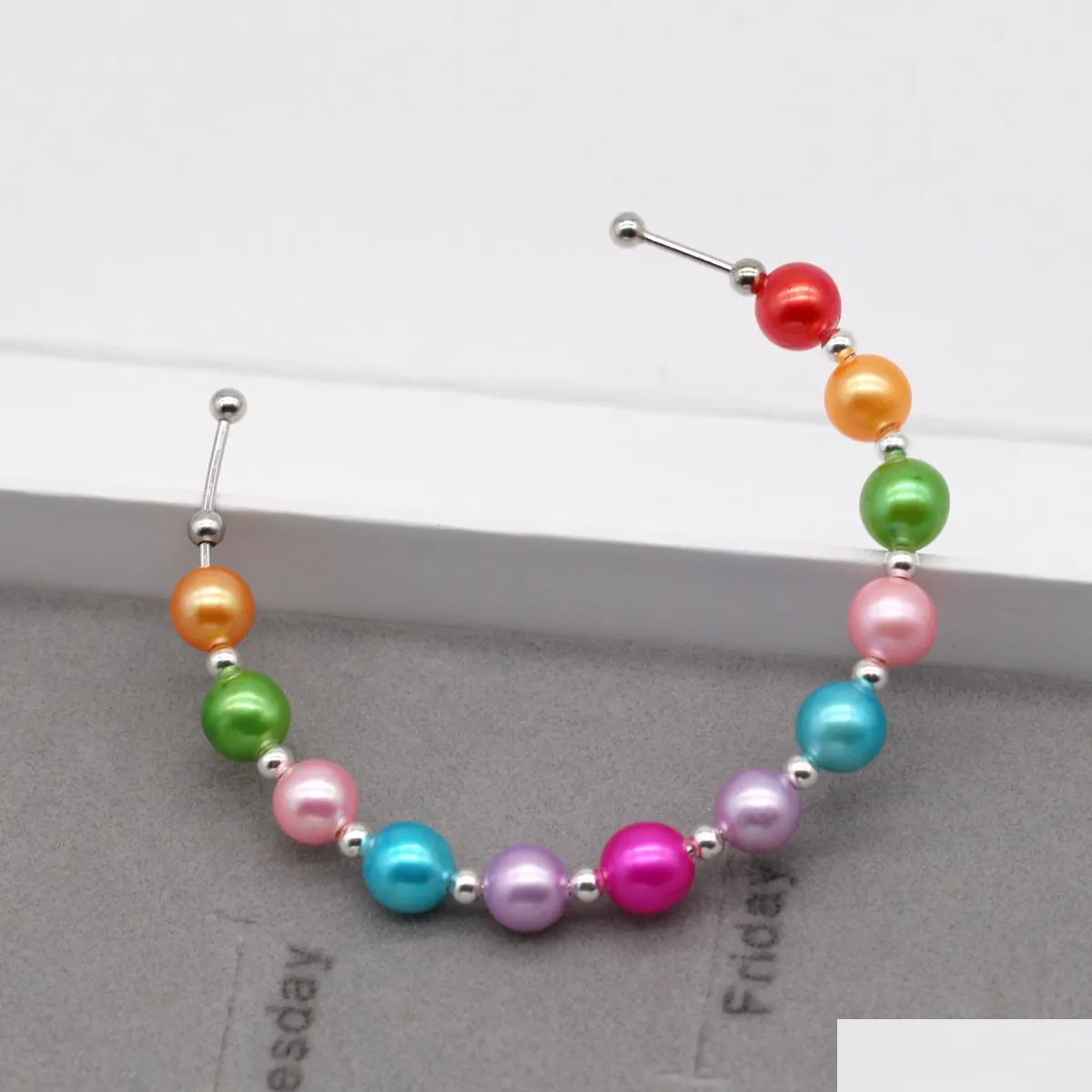 Perlé 925 Sterling Sier Strand Perle Bracelet Ouverture Perles De Couleur D'eau Douce Perle Bracelet Amour Souhait Pour Les Femmes Bijoux Drop Delive Dhc1P