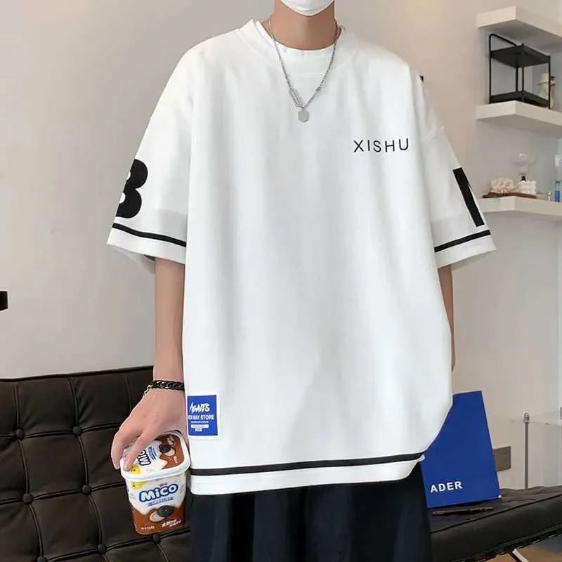 T-shirts voor heren hiphop korte mouw wit zwart t-shirt voor heren 2023 zomer t-shirt top T-shirts Chinese modekleding oversized 4xl 5xl o nek y2302