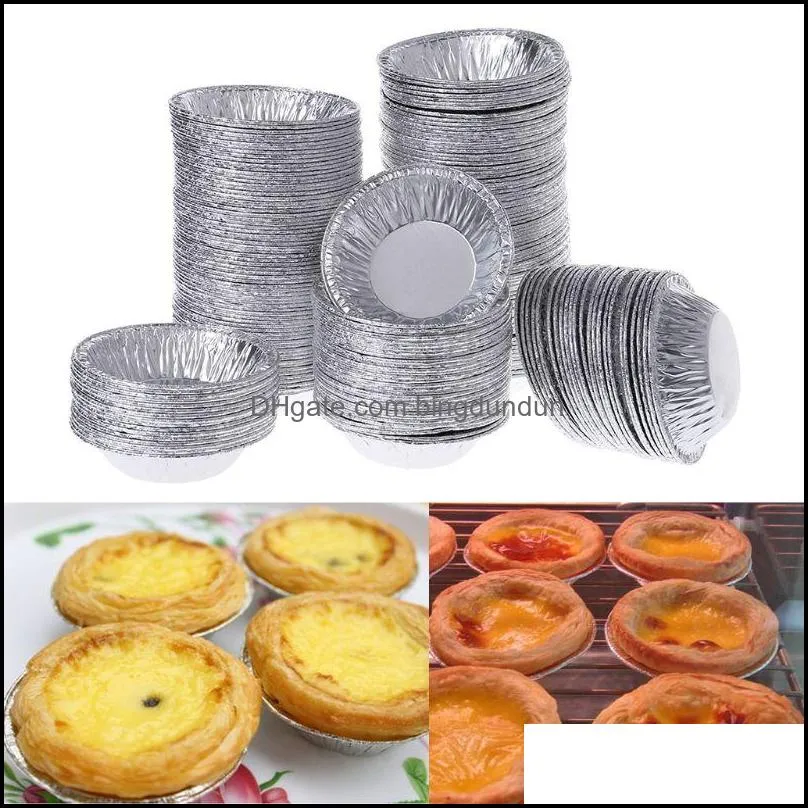 Stampi da forno 250Pcs Foglio di alluminio usa e getta Uovo Crostata Pan Cupcake Piatto Stampo Tin Drop Consegna Casa Giardino Cucina Sala da pranzo Bar B Dh4Yz