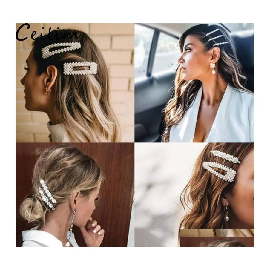 Pinzas para el cabello Barrettes Moda Mujeres Niñas Elegante Perla Dulce Sombreros Diseño coreano Horquillas Diadema Accesorios Entrega directa Judío Ott1S