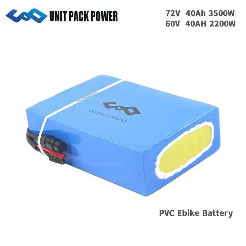 UPP 72V 60V 40Ah PVC eScooter Batterie 50A BMS pour 3500W 3000W 2000W 1000W Moto/Tricycle/Kart/Batterie au Lithium Étanche