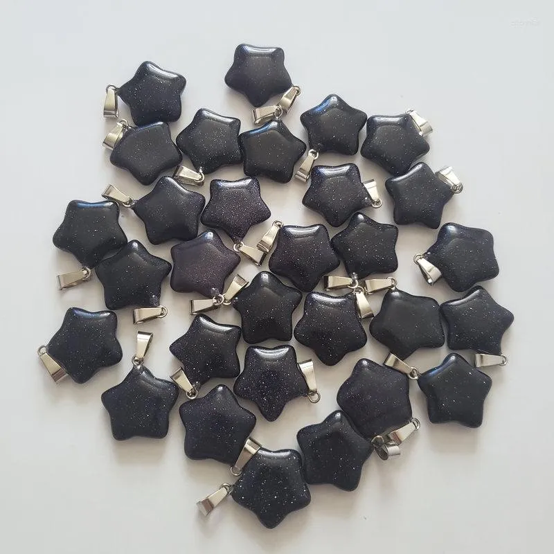 Kolye Kolyeleri Toptan 50 PCS/LOT Moda Kaliteli Mavi Kum Doğal Taş Beş Yıldızlı Takımlar DIY Mücevher Yapımı Ücretsiz
