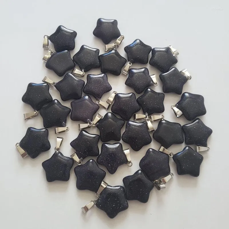 Colares pendentes por atacado 50pcs/lote moda de boa qualidade areia azul stone natural starts cinco estrelas pingentes para jóias diy