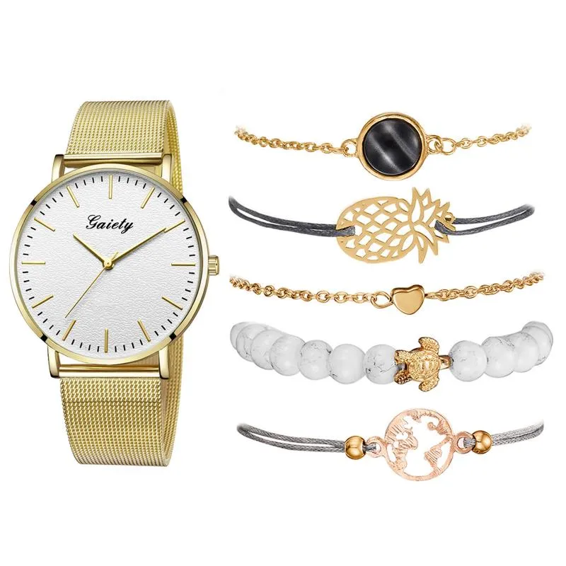 Horloges Heren Horloges Horloge Set Vrouw Polshorloge Dames Armband Casual Cadeau Voor Vriendin Heren Vierkant Roestvrij Staal Mesh BeltWristwat