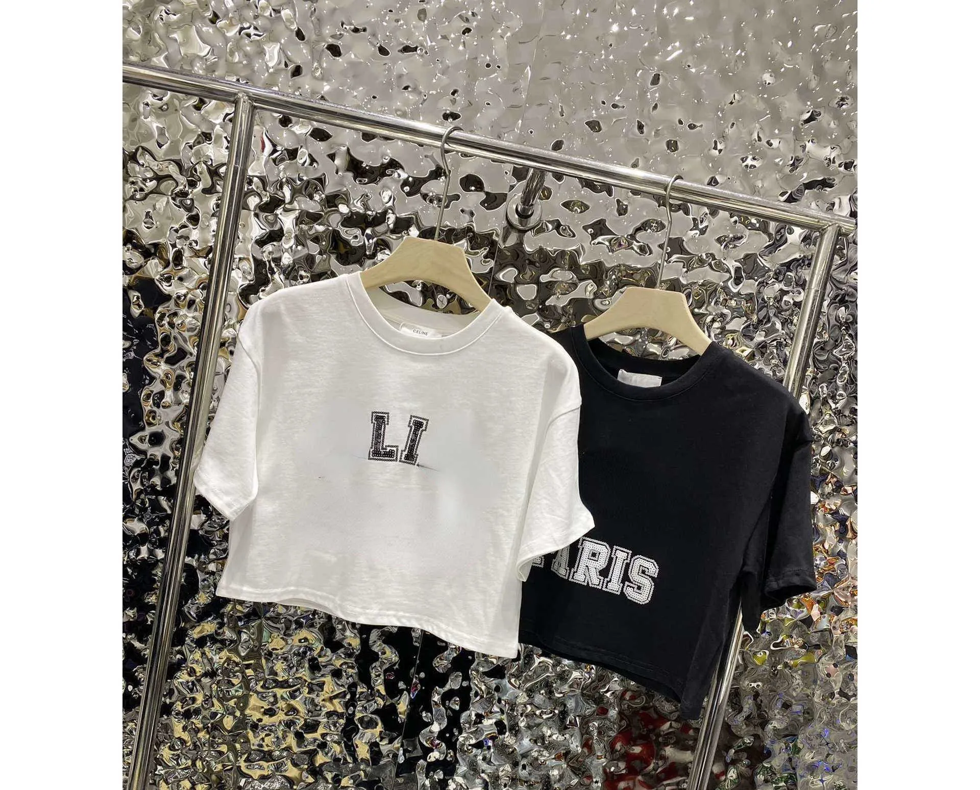 Brand casual 2023 early spring new small design letter beaded sleeve slim fashionable t-shirt size S-L