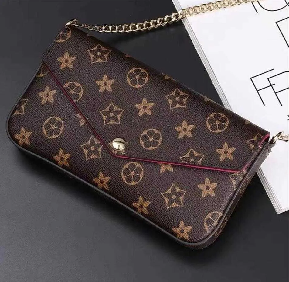 Multi felicie pochette kvinnor kedjeklaff väskor plånbok louiseity designer handväskor hög kvalitet viutonity messenger läder axel blomma crossbody väska handväska