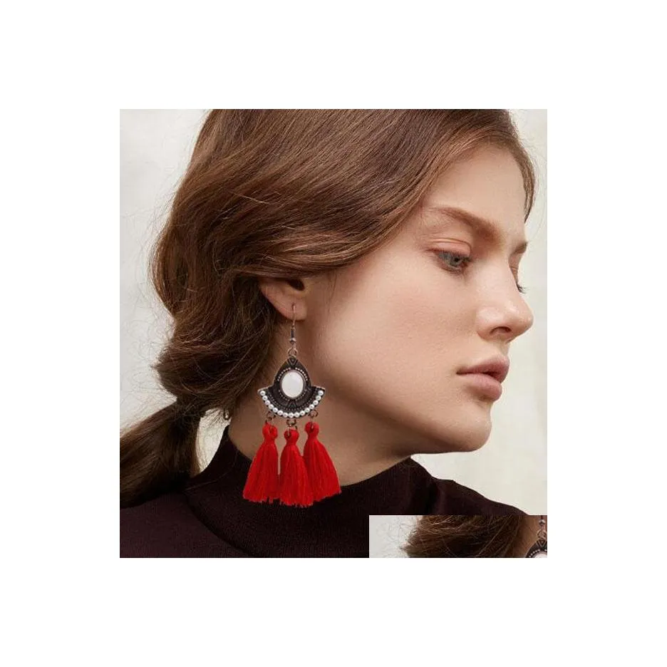 Dangle Chandelier Bohemian Fashion Jewelry Thread Tassel Earrings Vintage Drop Delivery Dh4Kg