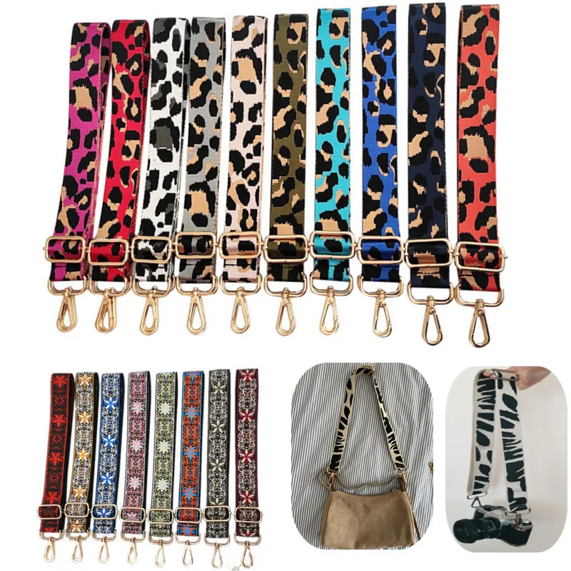 Materiały do ​​produkcji bagażu w bagażu 75-135 cm 3,8 cm Pasek DIY torebki Kobiety Leopard Print Crossbody Nylon S Akcesoria Regulowane ramię 230201