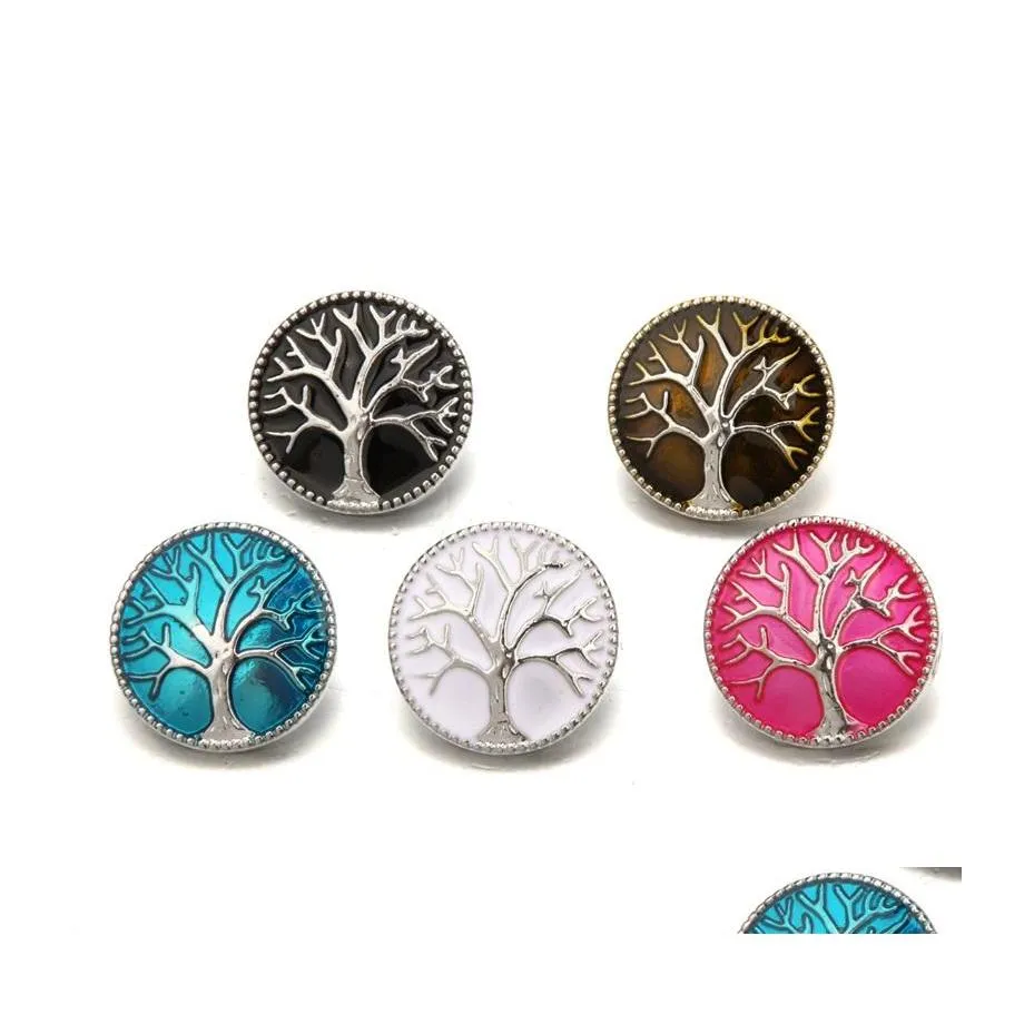 Clasps Hooks Tree Of Life 18Mm Diy Bracelet Necklace Noosa Snap Button Jewelry Findings Components 1 3Tz Q2 Drop Delivery Dhql2