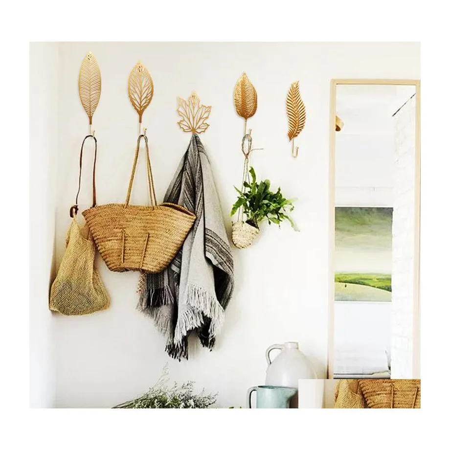 Badkamer planken shees Nordic Metal Leaf Hooks Ins Wind Creative Cloakroom Model Room als je de deur binnenkomt, moet je hangen voor decorat dhfih