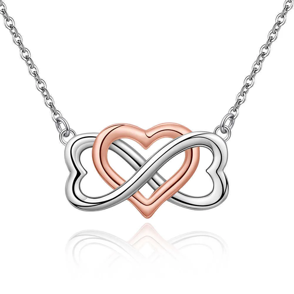 Pendant Necklaces 925 Sterling Silver Infinity Love Heart Pendant Necklace for Women Girlfriend Valentine's Day Anniversary Birthday Jewelry Gift G230202