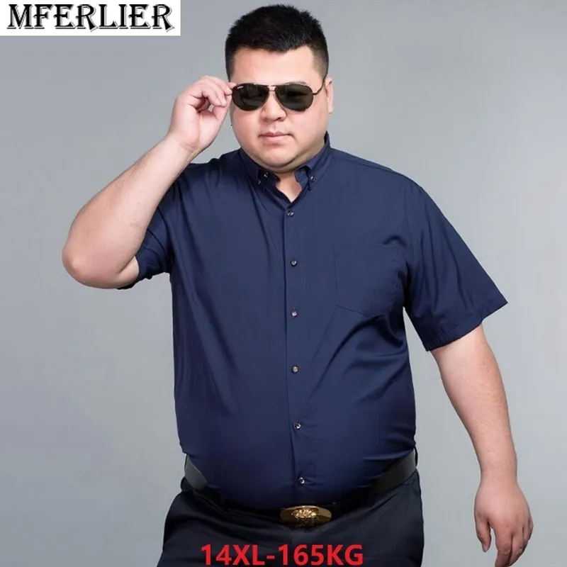 Chemises habillées pour hommes Printemps été hommes chemise formelle à manches courtes chemise de bureau grande taille 9XL 10XL 12XL 14XL poches robe d'affaires chemise de mariage 54 56 230201