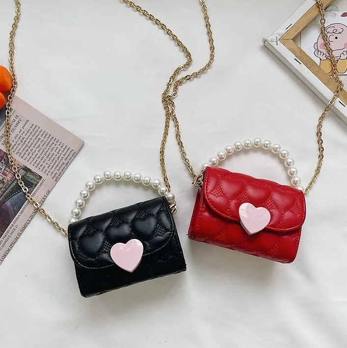 Baby chain bags mini princess handbag fashion children crossbody pearl bag small coin purse