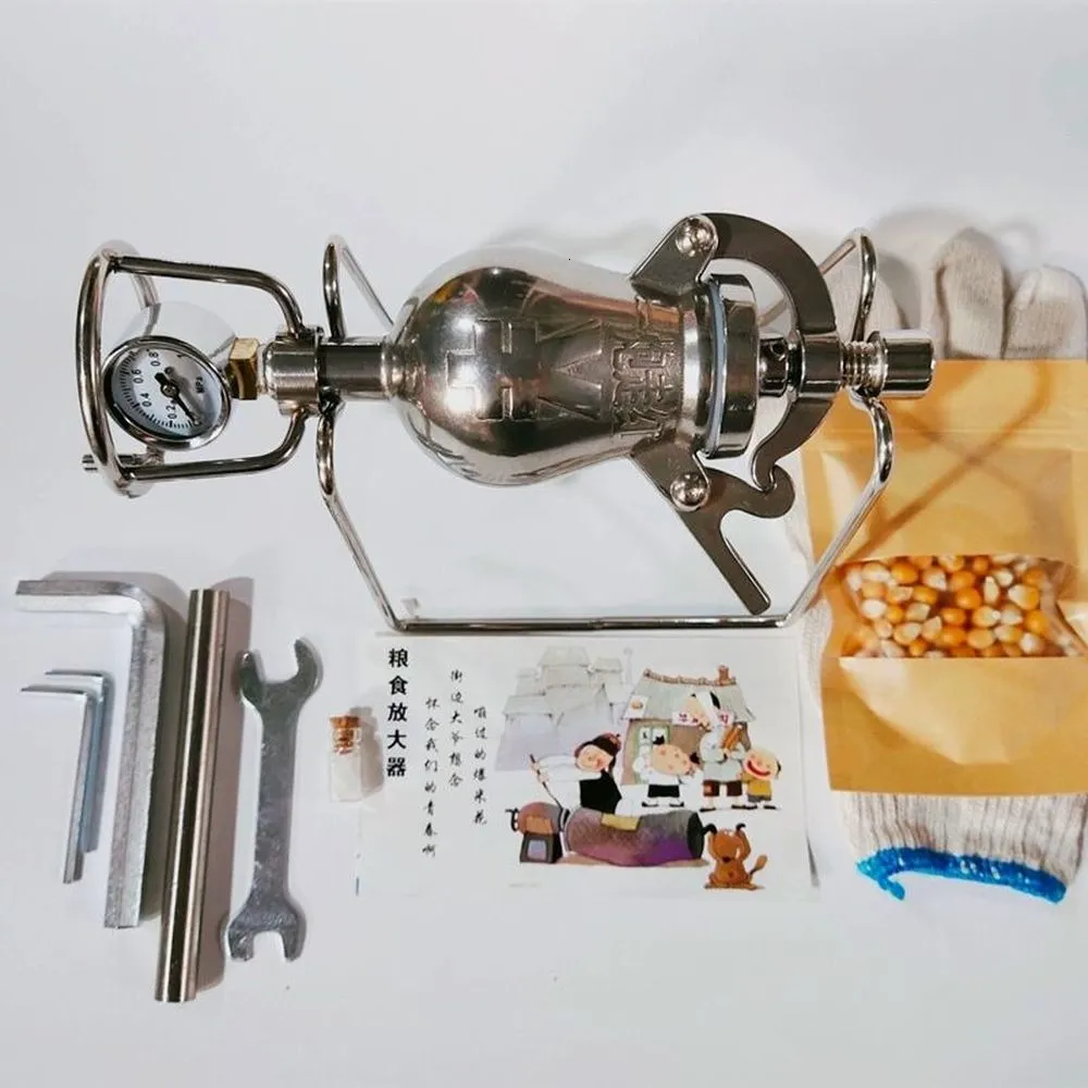 Pentole a pressione elettriche Mini macchina per popcorn a mano a fuoco aperto Sbuffante in acciaio inossidabile Popper piccolo creatore manuale 230201