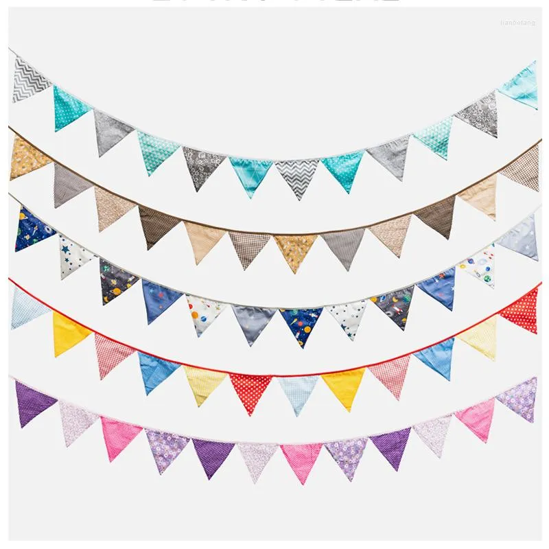 Decorative Figurines Nursery Decoration 12PCS Flag Cotton Fabric Banners Double Side Kids Birthday Garland Decor Nordic Room Tent