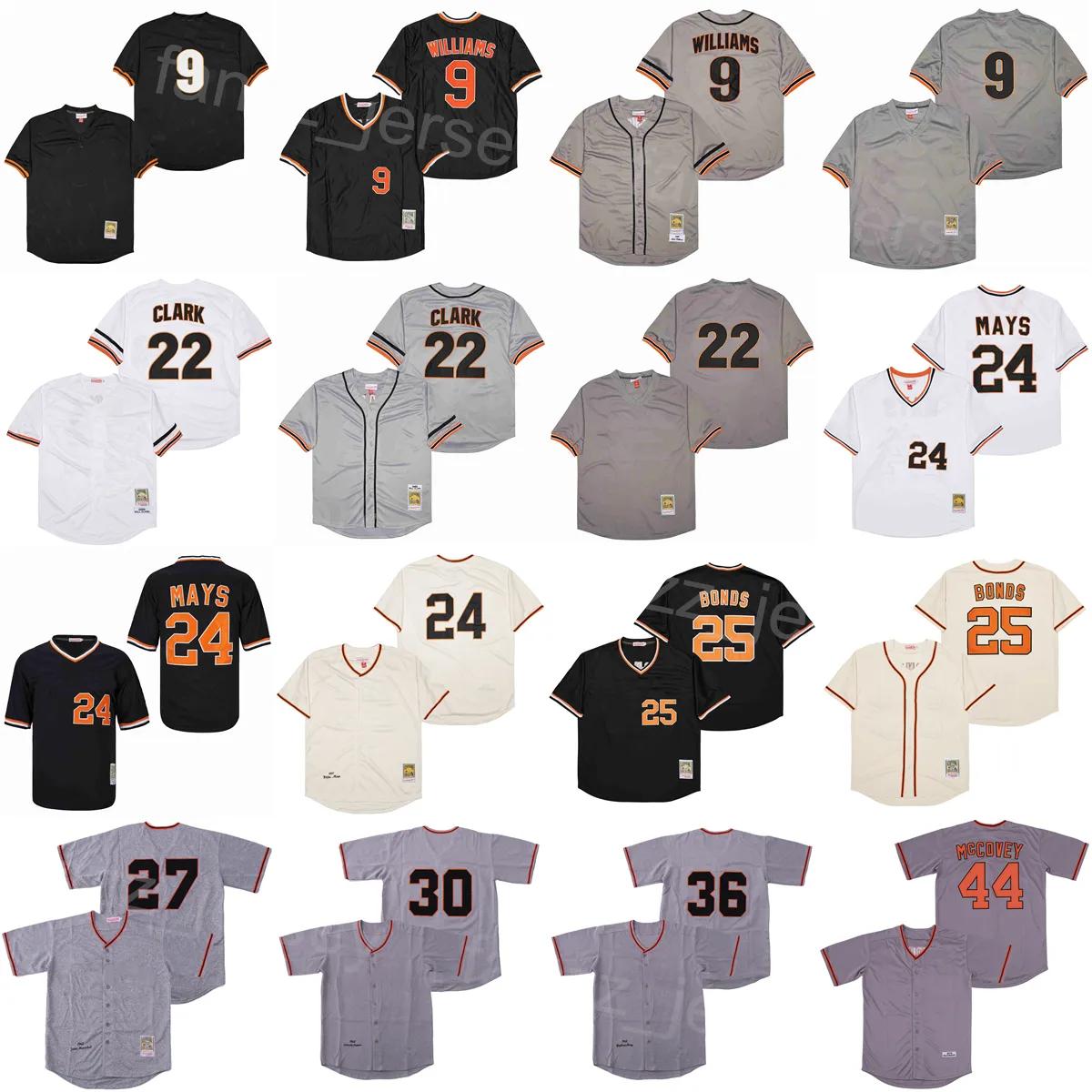 1951 1962 Retro Beyzbol 24 Willie Mays Jersey 25 Barry Bonds 27 Juan Marichal 30 Orlando Cepeda 36 Gaylord Perry 44 Willie McCovey 9 Garrett Williams 22 Will Clark