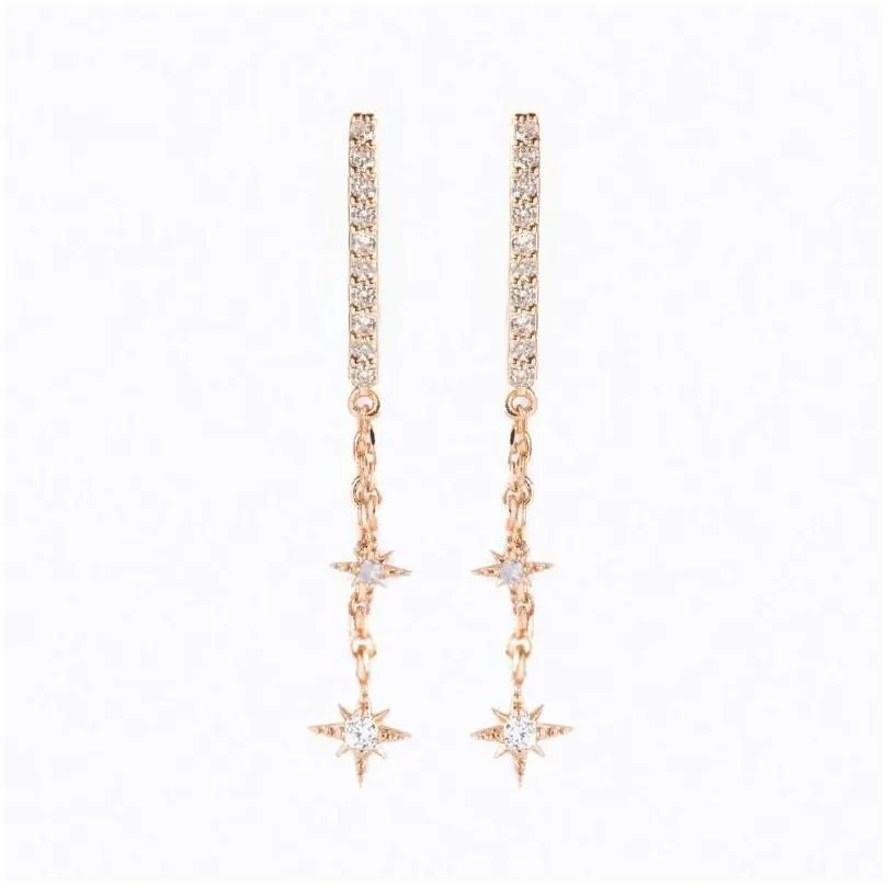 Dangle Chandelier Earrings Ins Vintage Chain Star Goldplated Long Earring For Women Girls Fashion Jewelry Gift Drop Delivery Dhvtf