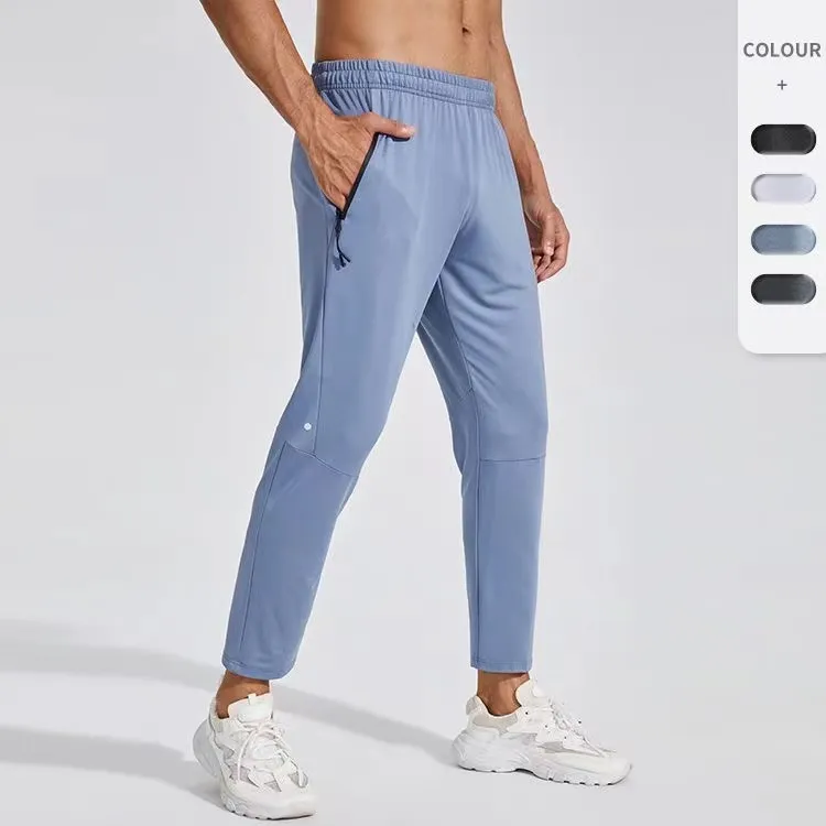 Ll calças de corredor masculinas longas esportam roupas de ioga rápida ginástica seca bolsões de ginástica calça calça calça mensual cintura elástica fiess 4 cores