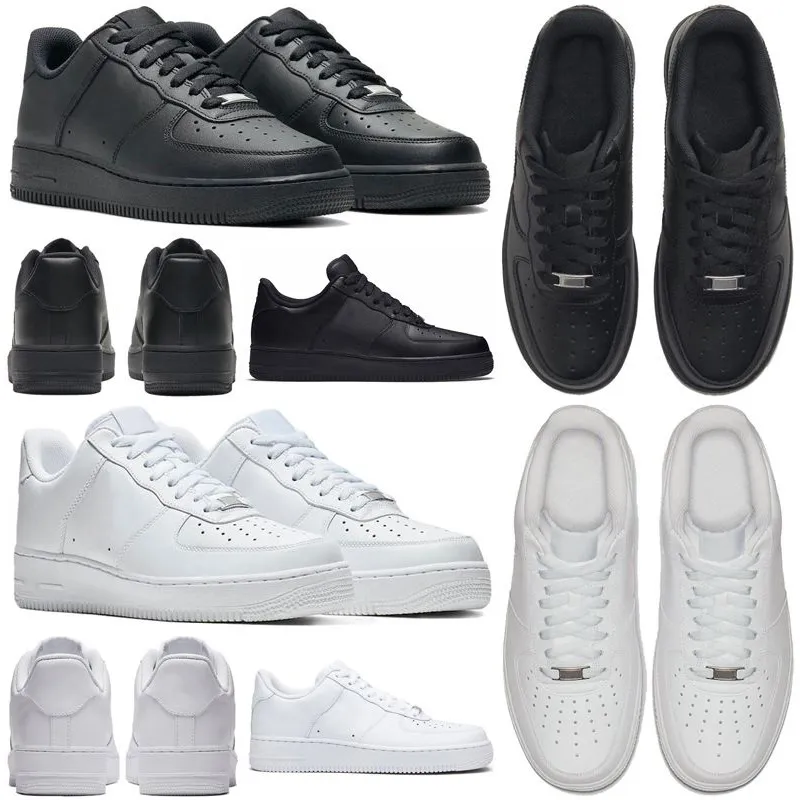 Gratis fraktskor Simple Black White Casual Shoes Classic 1 One Flat Platform Trainers 1s Low Men Women Designer Shoe Sport Plate-Forme Sneaker US 12 13 EUR 46 47