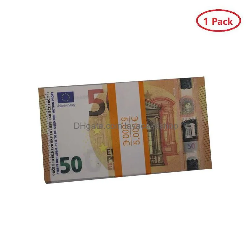 Autres fournitures de fête de fête Prop Money Faux Billet Copie Papier Jouets USA 20 50 100 Faux Dollar Euro Film Billet de banque pour enfants Christm DhucvXG1E