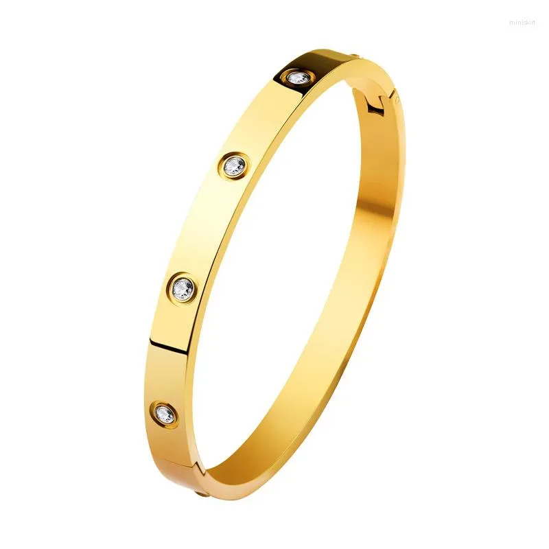 Bracelet Design Zircon rond simple cercle bracelets pour femmes titane acier bijoux de luxe dames brassard cadeaux