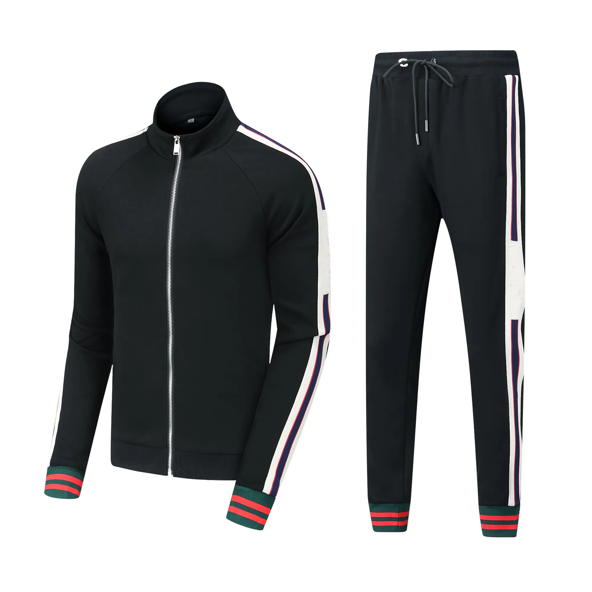 Designer da Europa Mensu Ruos de Treno Sport Sport Sport Sport Zipper Carta cl￡ssica Letter Print Tracksuit Sleeve Red Green listrado Sportsuit STREATE SPORT Sport Sports Black 28003