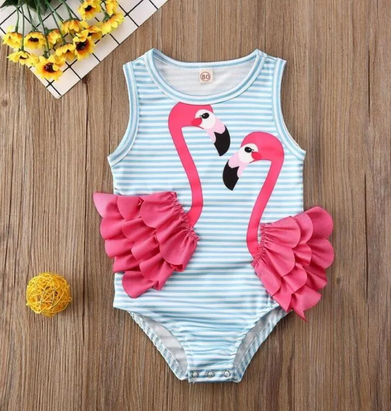 Kid Baby Girl One-Pieces Patchwork Striped Lovely Bikini Swimwear Bathing Suit Swimsuit Beach