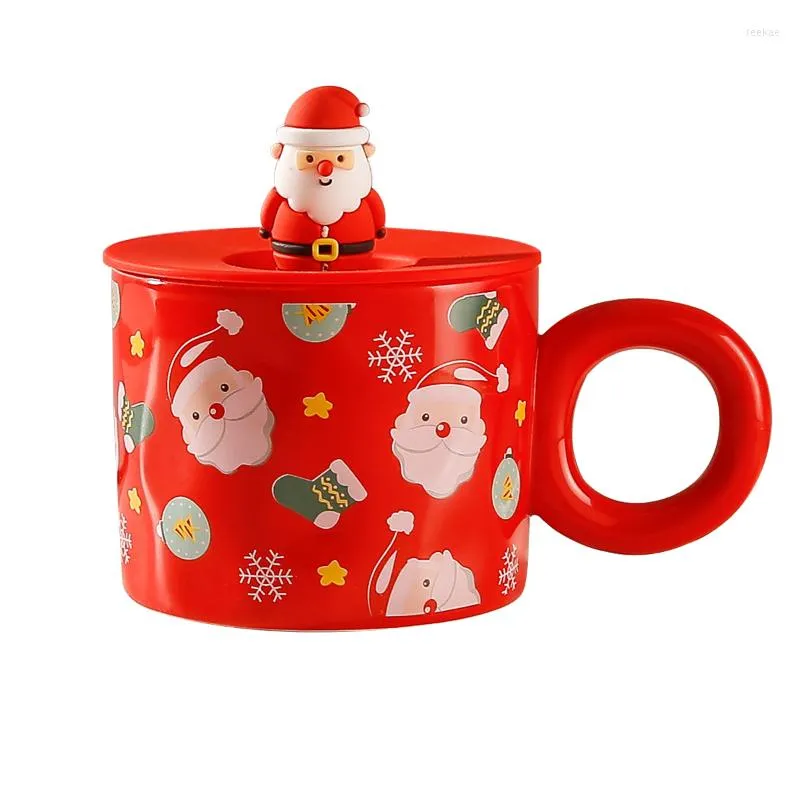 Canecas estas Casais de Natal Cerâmica Papai Noel Figuras Criativo 2023 Xmas Presente Design de Design Office Home Milk Coffee Cup