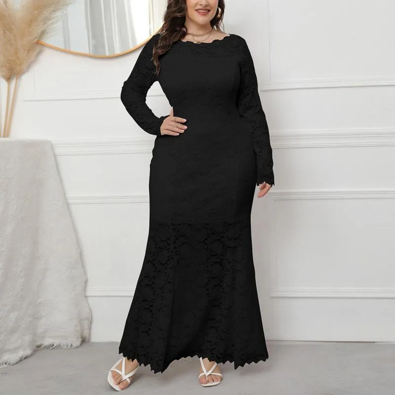 Sukienki swobodne plus size 5xl bal bal czarny syrena z długim rękawem maxi formalny wieczorny sukienka dla kobiet 2023 eleganckie seksowne ubranie