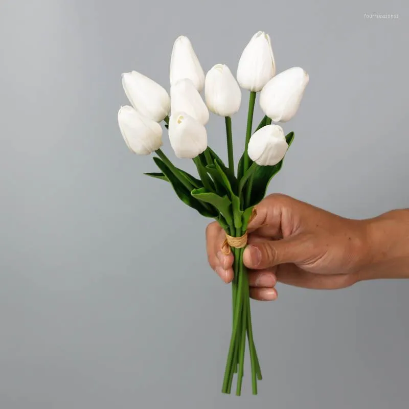 Decorative Flowers PU Tulip Bunch Real Touch Artificial Decoration