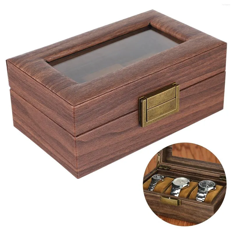 Titta på lådor Box Case Jewelry Display Organizer Träsamling Travel Earring Storage Roll Wood Rolls Gift Men Wrist Casea slot