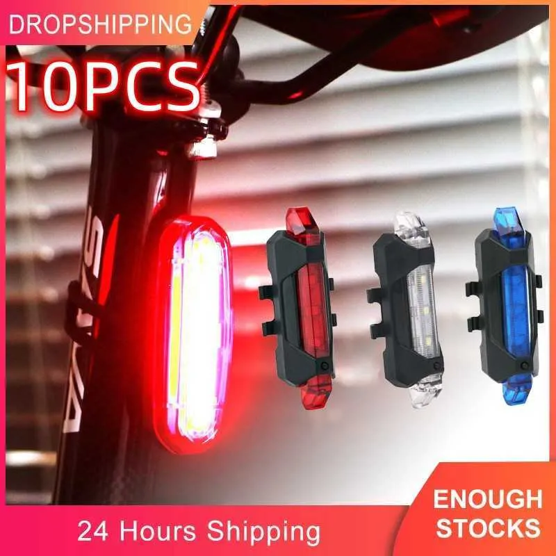 Vélo 10 PCS BICYCLE TOULE MINI LED Sénalisation Avertissement Lampe de lumière USB RECHARGE APPLICIER LUMIÈRES POUR LES BACKPACS DE COLLE