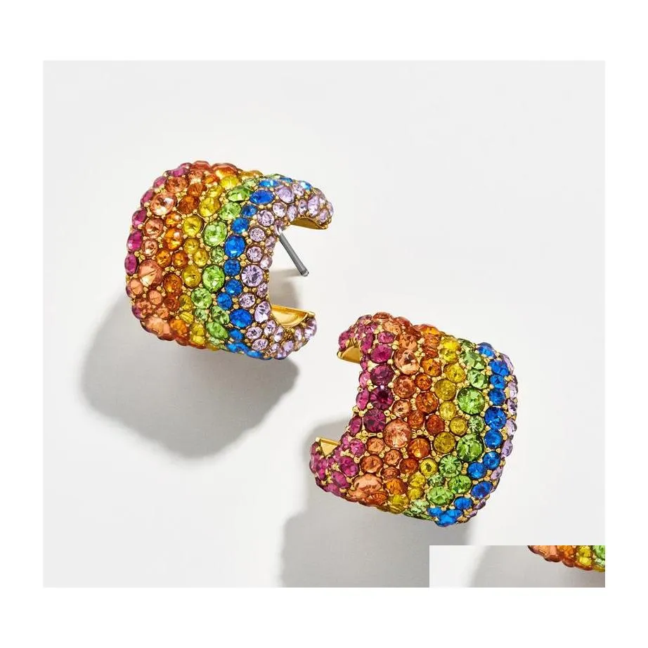 Boucles d'oreilles en cristal clair de couleur arc-en-ciel avec incrustation de cuivre Flyjewelled Stud Trendy Design pour femmes filles bijoux de mode 3664 Q2 Drop Deliver Dhorz
