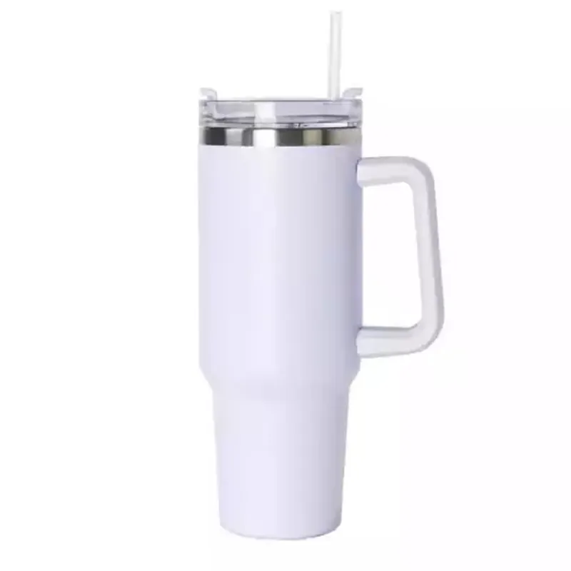 Sublimation Blanks 40oz Tumbler With Handle and Straw Lid Vacuum Insulated Double Wall 18/8 Stainless Steel Travel Mug Water Bottle Coffee Cup Heat Transfer Printing