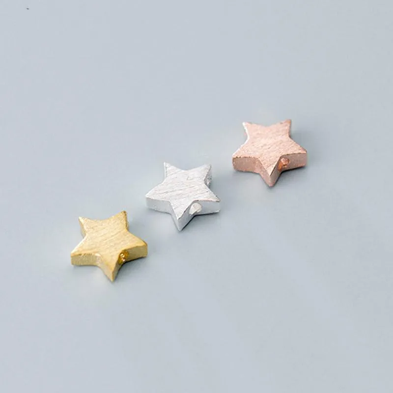 Pärlor Övriga 1st 925 Sterling Silver Electropated Gold Riting Star Spacer 4.5mm 6.5mm Pretty S925 Separator DIY Jewelry