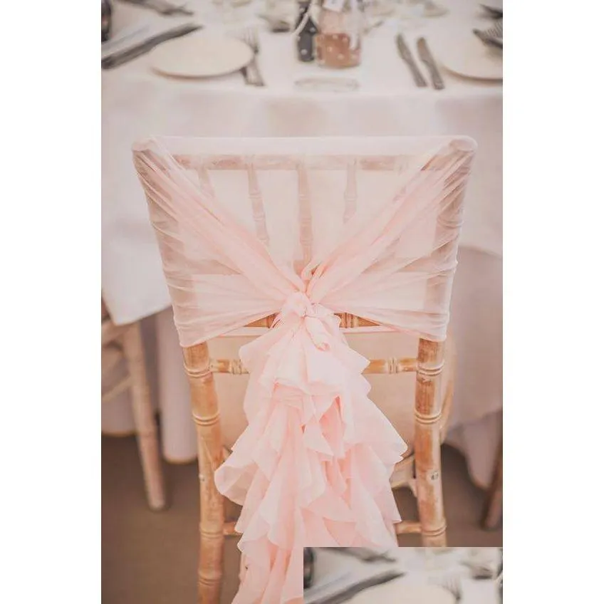 Chair Covers In Stock Blush Pink Ruffles Ers Vintage Romantic Sashes Beautif Fashion Wedding Decorations 02 Drop Delivery Party Even Dhjr8