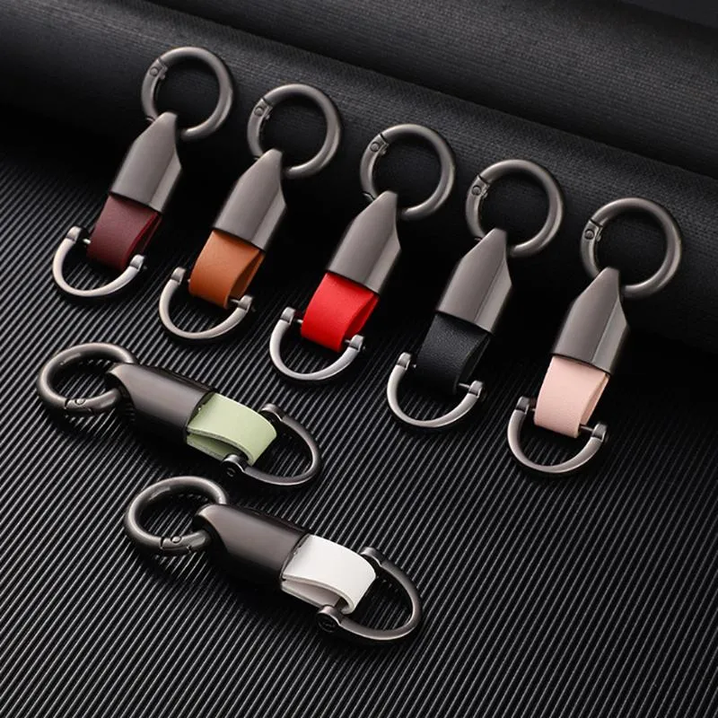 Portachiavi Portachiavi per auto alla moda Portachiavi per uomo donna di lusso per supporto ad anello Resistente pelle PU con fibbia a ferro di cavallo Accessori regalo Portachiavi