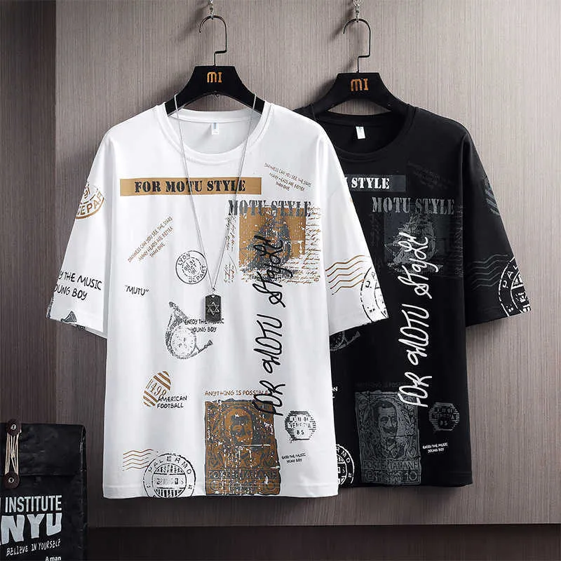 T-shirt da uomo Estate Mens Harajuku Stampa Moda ops ees Manica corta Uomo Casual s Graphic rendy Abbigliamento streetwear Y2302