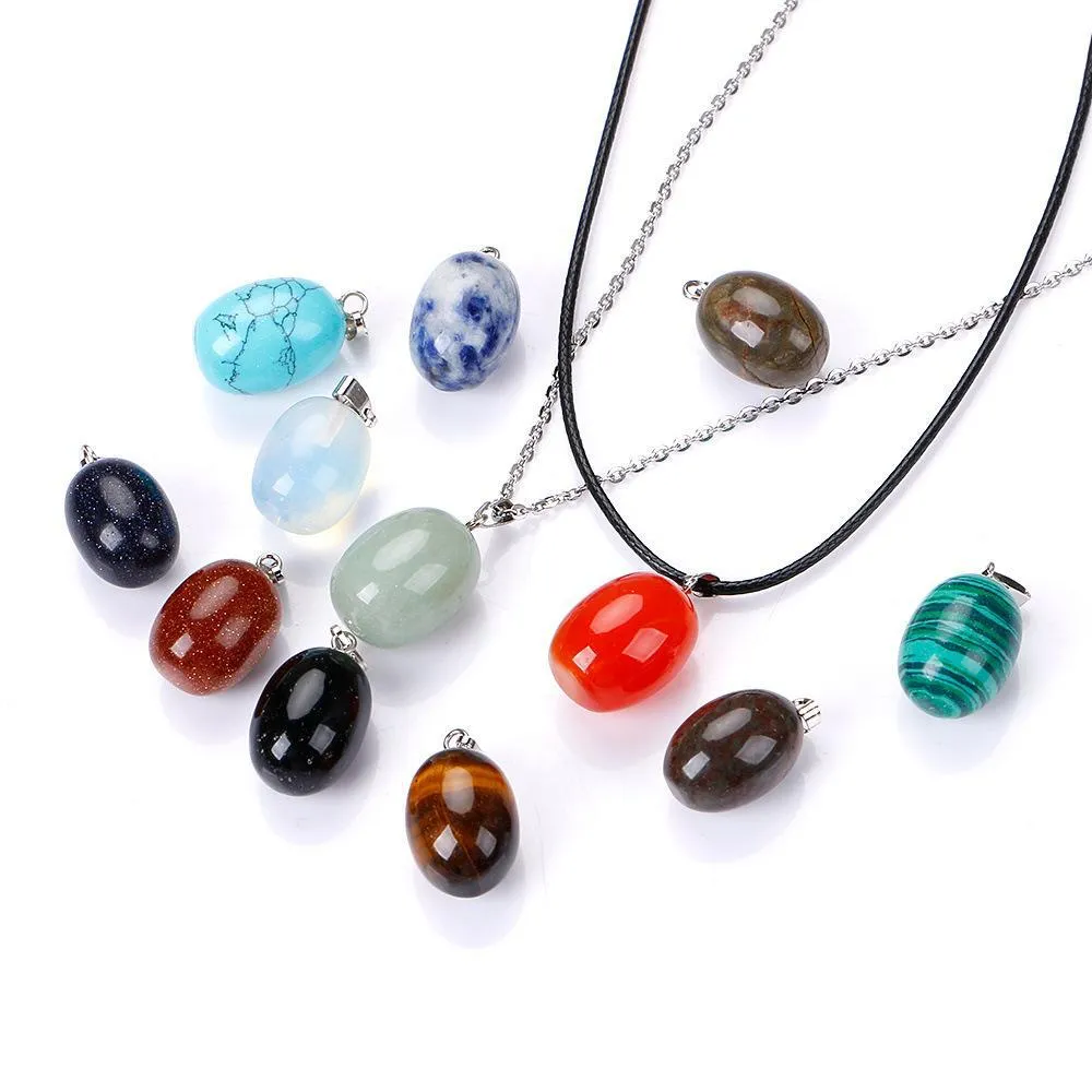 Hanger kettingen natuurlijke kristal rozenkwarts stenen ovale balvorm ketting chakra genezende sieraden voor vrouwen mannen laten delive dhgarden dhvvd