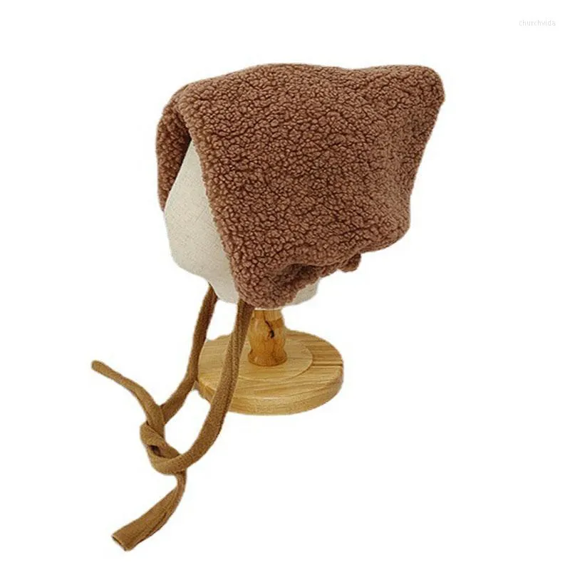 Berretti Berretto/Teschio Cappello in lana d'agnello Donna Versione invernale Dolce carino tascabile Studente Coppia di moda Cashmere Paraorecchie Cappello da stregaBeanie/Teschio